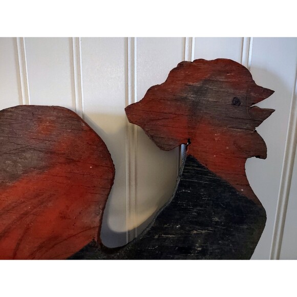 Folk art rooster, wood, hand painted, double sided, country decorating - Picture 2 of 9